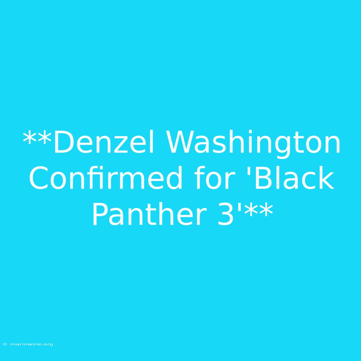 **Denzel Washington Confirmed For 'Black Panther 3'**