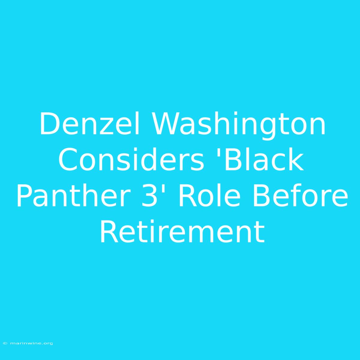 Denzel Washington Considers 'Black Panther 3' Role Before Retirement