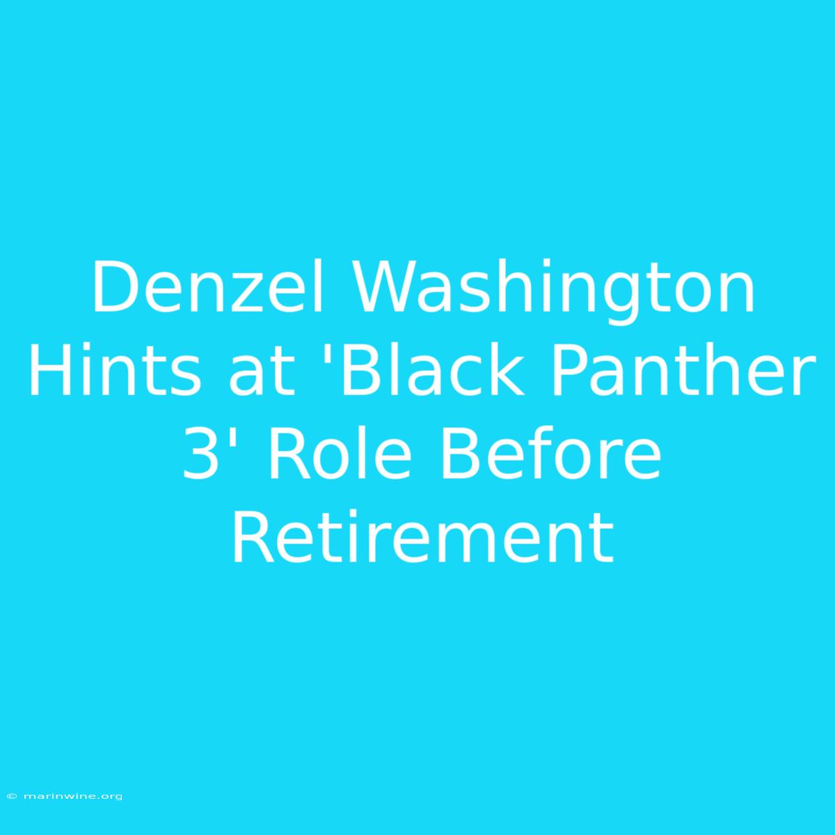 Denzel Washington Hints At 'Black Panther 3' Role Before Retirement