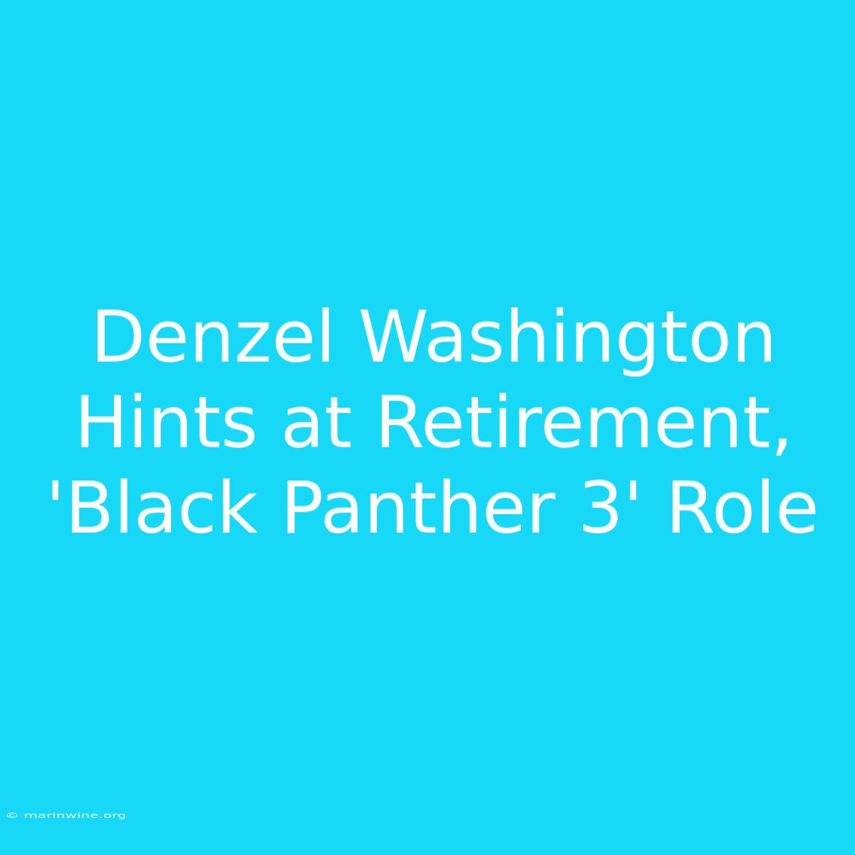 Denzel Washington Hints At Retirement,  'Black Panther 3' Role