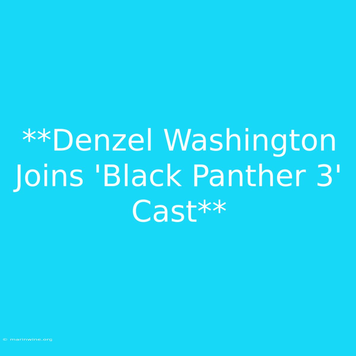 **Denzel Washington Joins 'Black Panther 3' Cast**