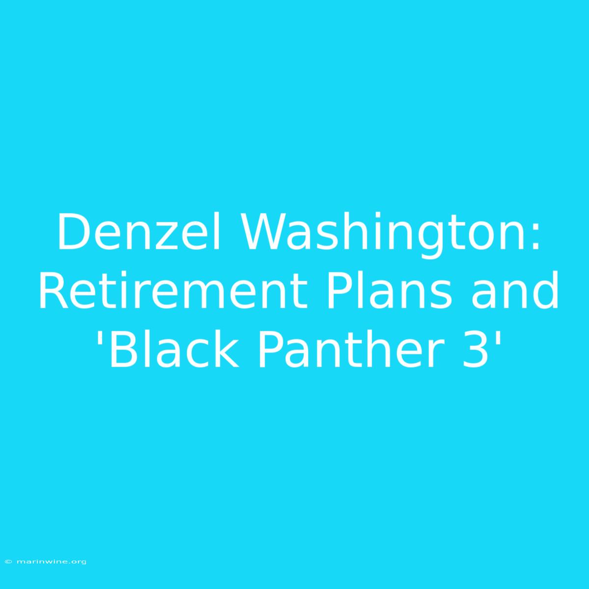 Denzel Washington: Retirement Plans And 'Black Panther 3'  