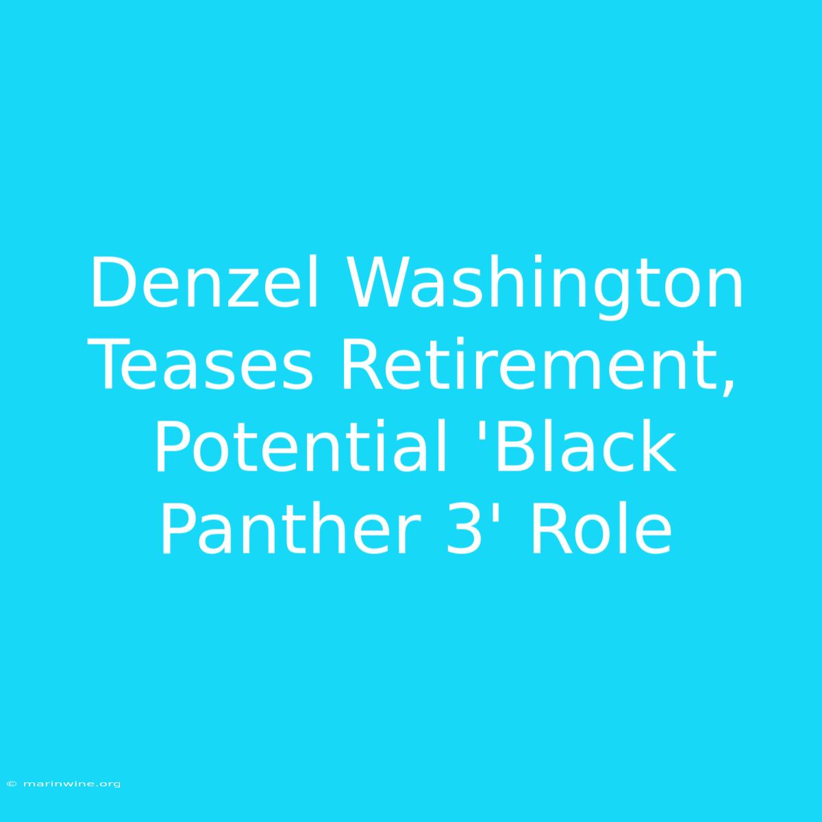 Denzel Washington Teases Retirement, Potential 'Black Panther 3' Role