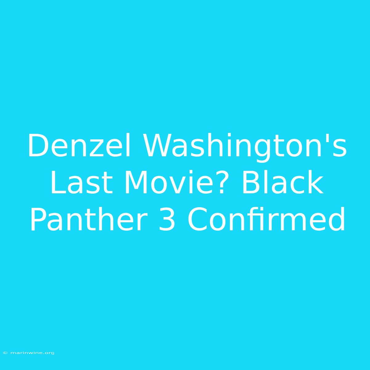 Denzel Washington's Last Movie? Black Panther 3 Confirmed