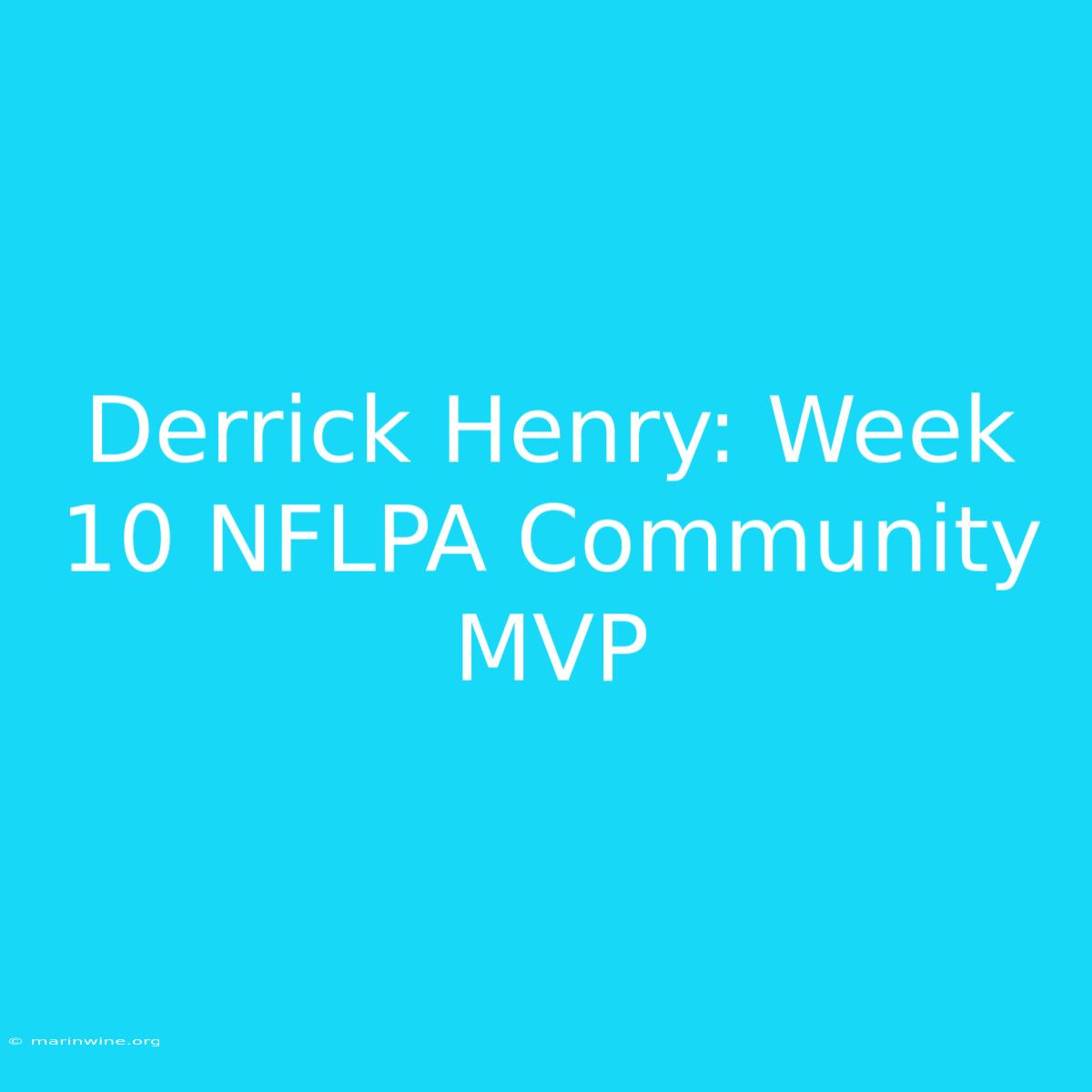 Derrick Henry: Week 10 NFLPA Community MVP