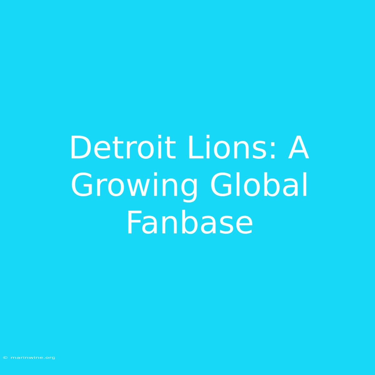 Detroit Lions: A Growing Global Fanbase