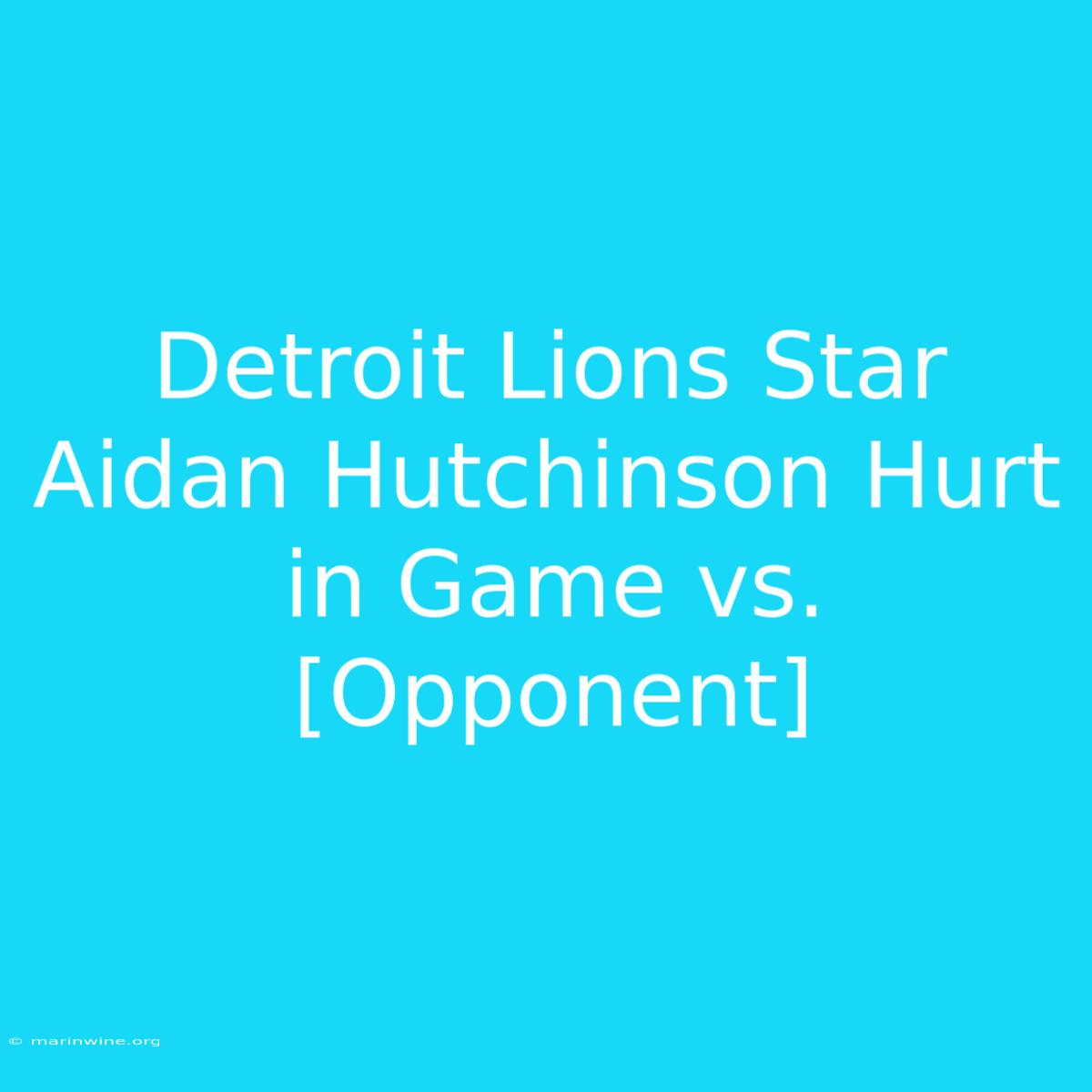 Detroit Lions Star Aidan Hutchinson Hurt In Game Vs. [Opponent] 