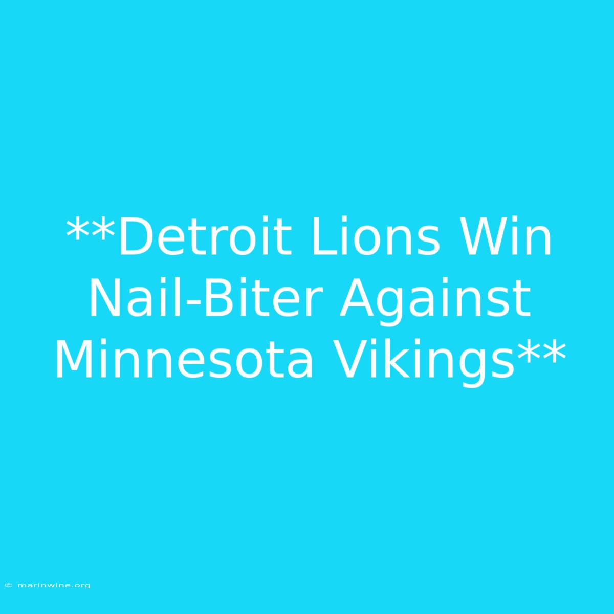 **Detroit Lions Win Nail-Biter Against Minnesota Vikings**