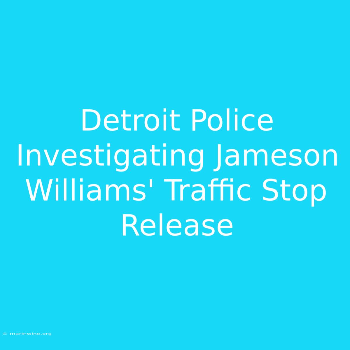 Detroit Police Investigating Jameson Williams' Traffic Stop Release 