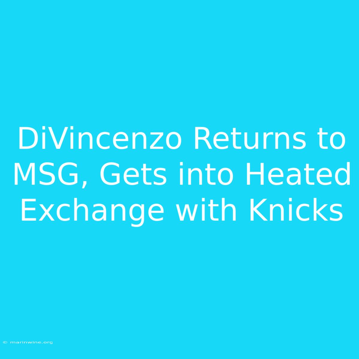 DiVincenzo Returns To MSG, Gets Into Heated Exchange With Knicks 