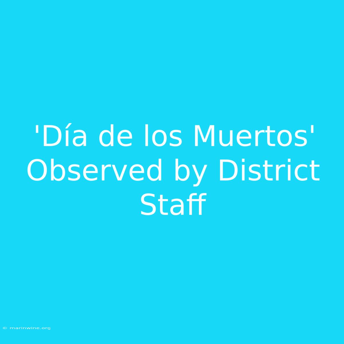 'Día De Los Muertos' Observed By District Staff