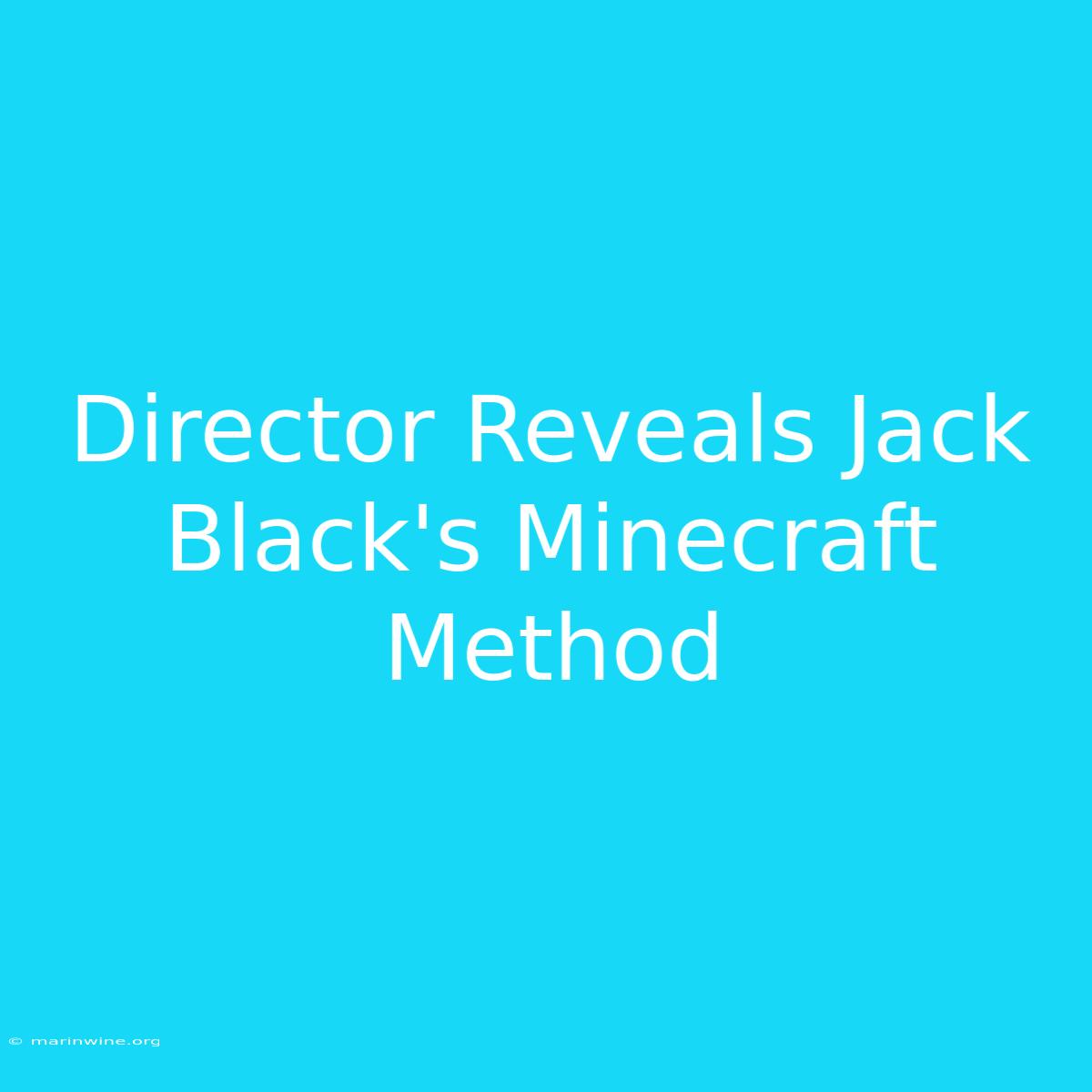 Director Reveals Jack Black's Minecraft Method