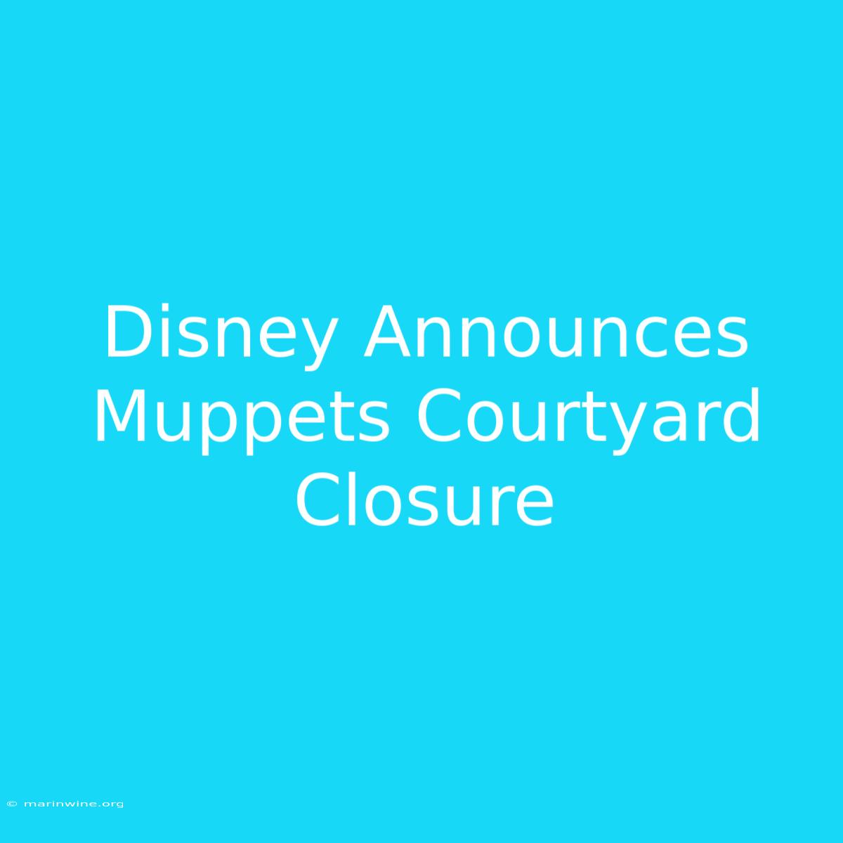 Disney Announces Muppets Courtyard Closure