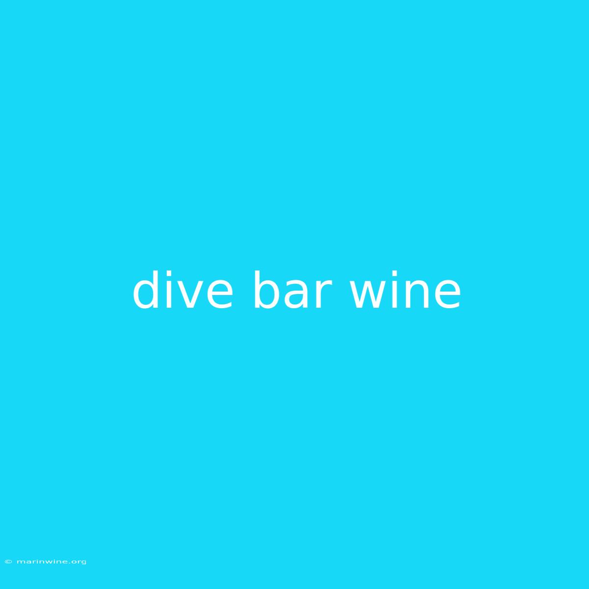 Dive Bar Wine