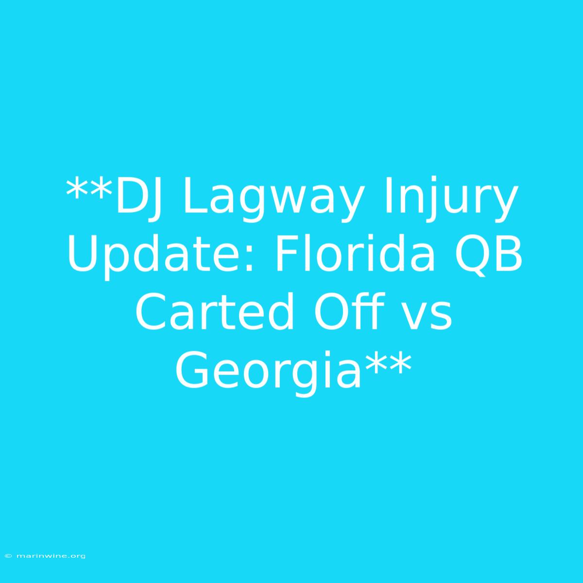 **DJ Lagway Injury Update: Florida QB Carted Off Vs Georgia** 