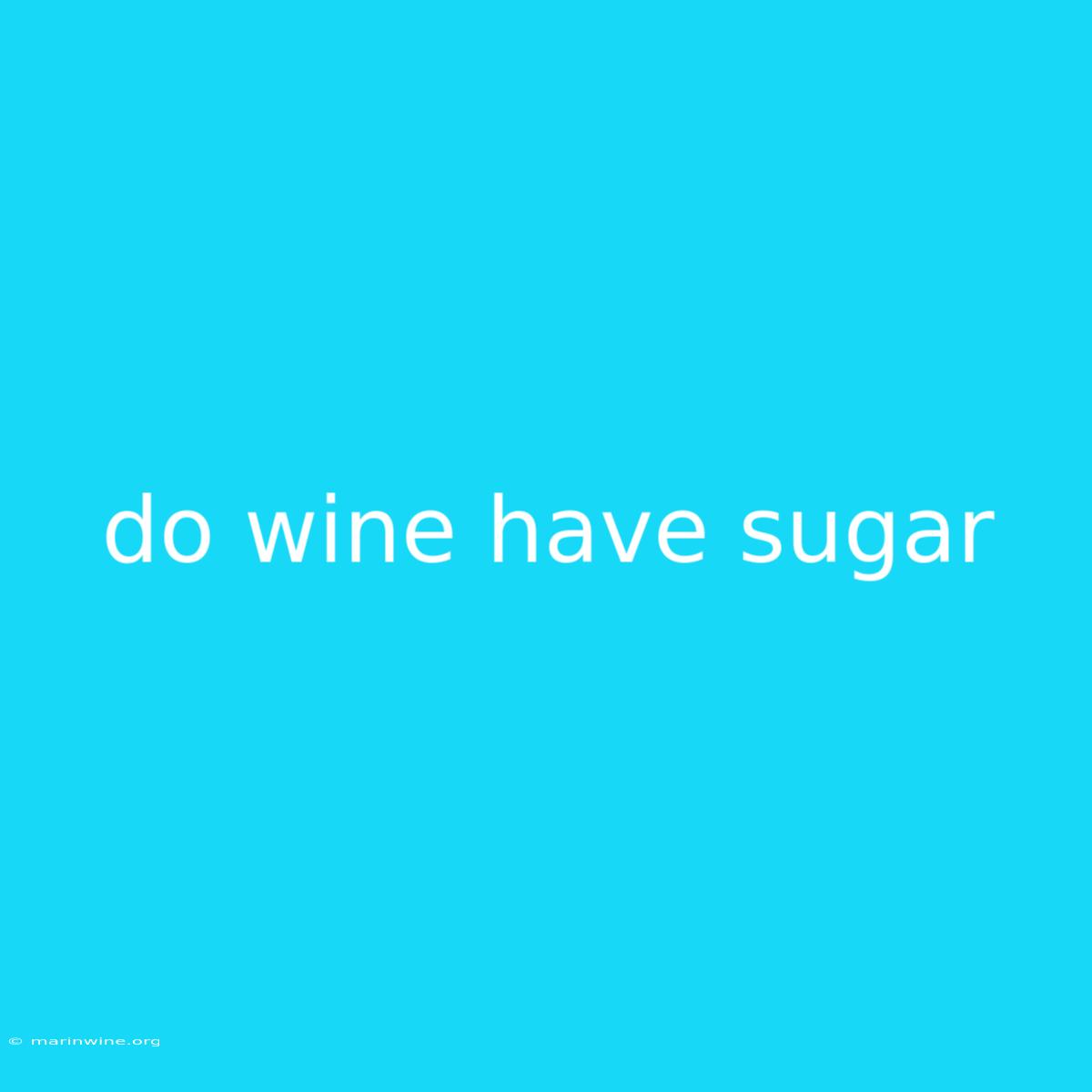 Do Wine Have Sugar