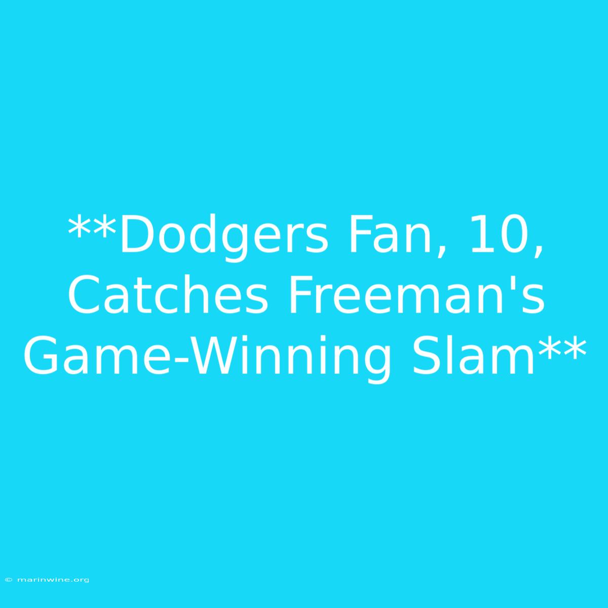 **Dodgers Fan, 10, Catches Freeman's Game-Winning Slam**