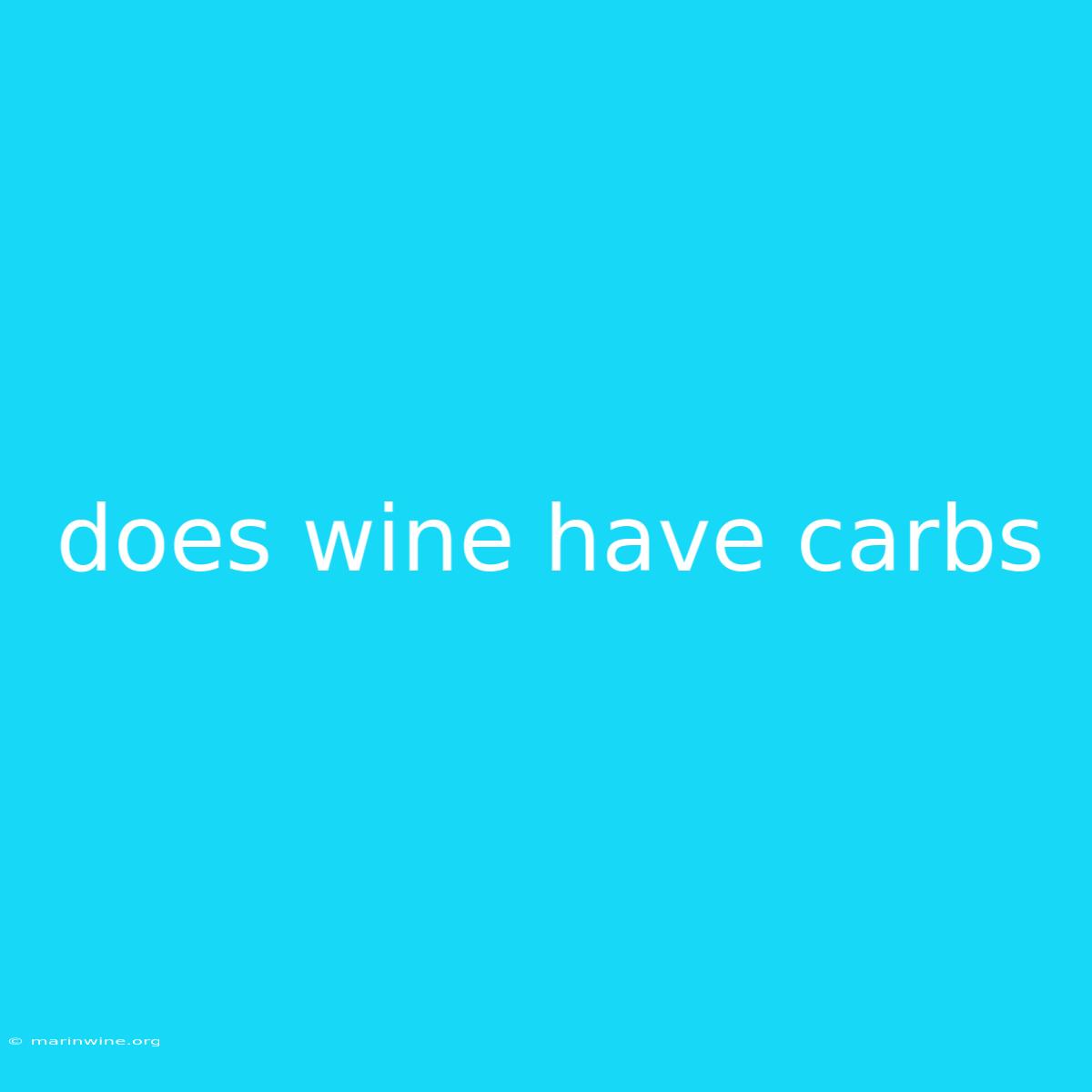 Does Wine Have Carbs