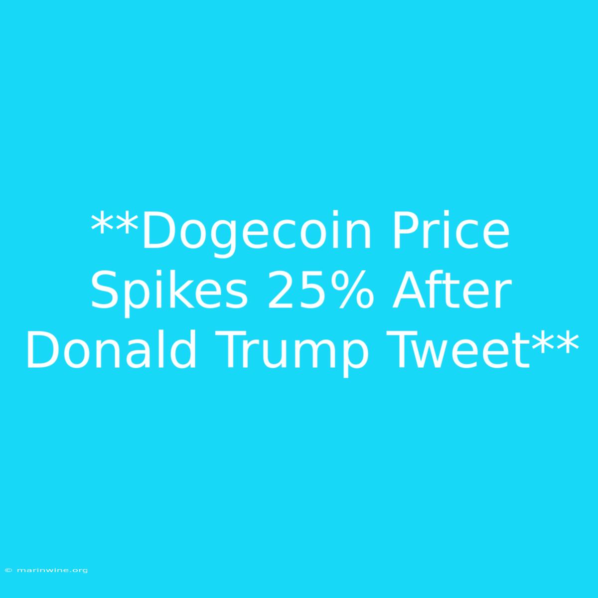 **Dogecoin Price Spikes 25% After Donald Trump Tweet**