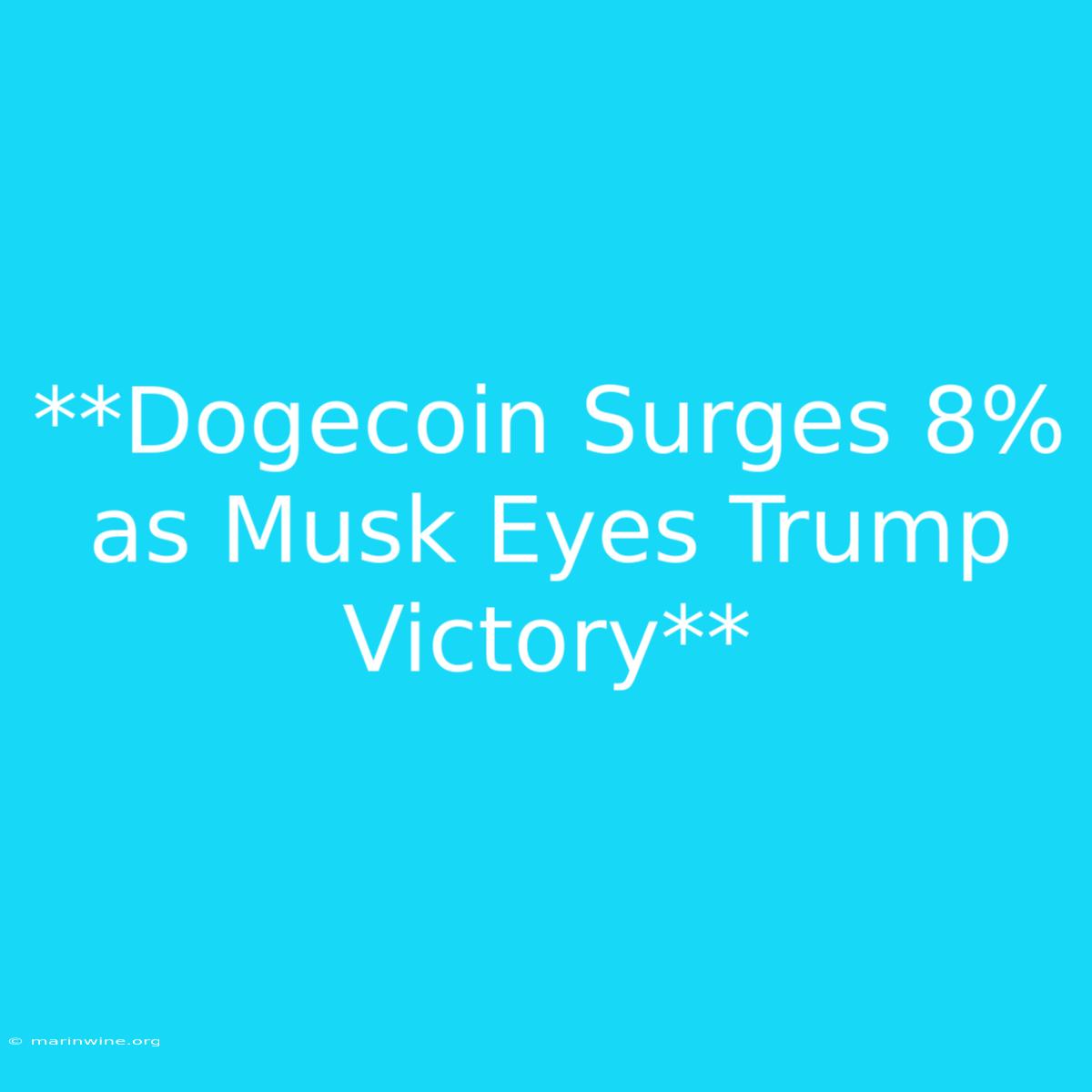 **Dogecoin Surges 8% As Musk Eyes Trump Victory**