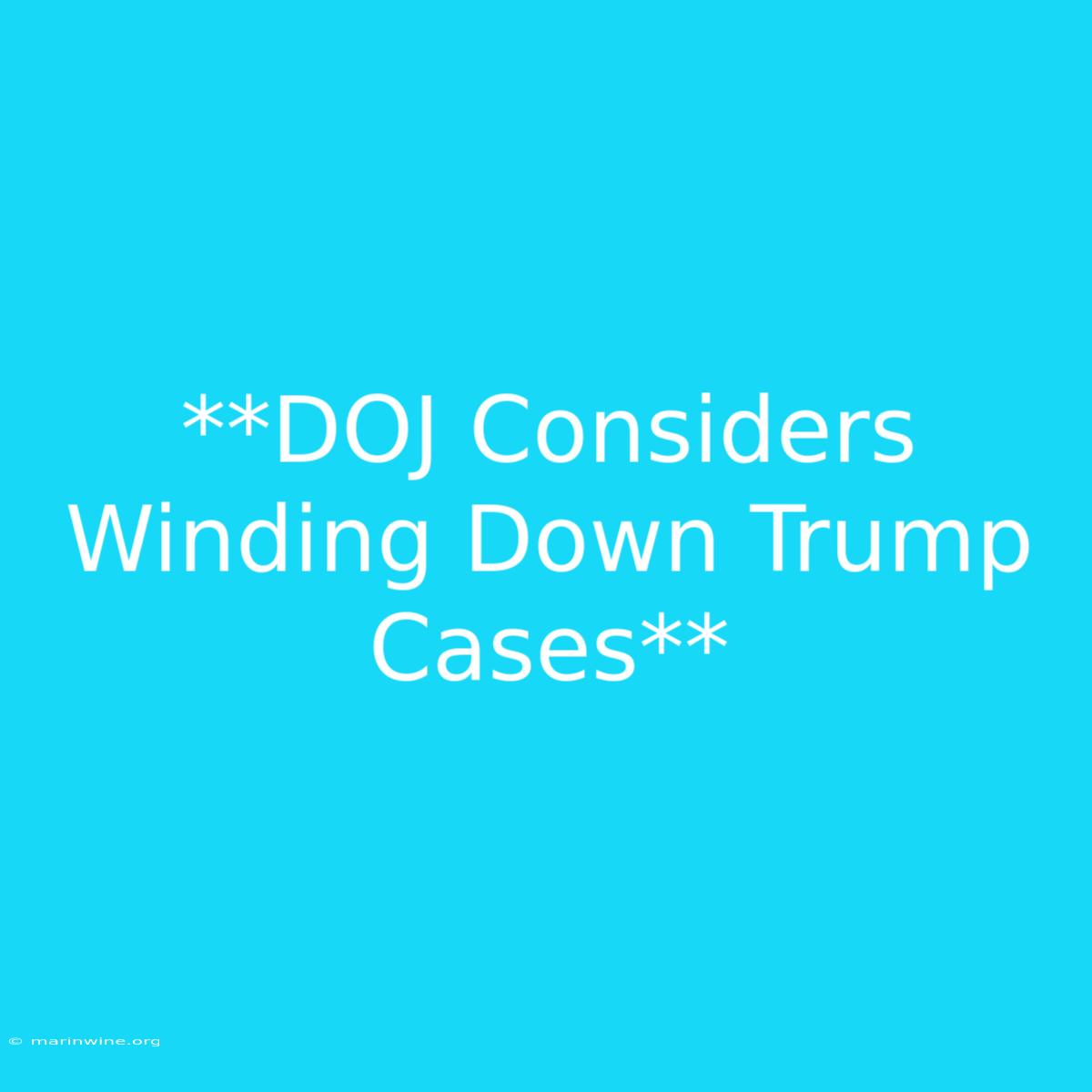 **DOJ Considers Winding Down Trump Cases** 