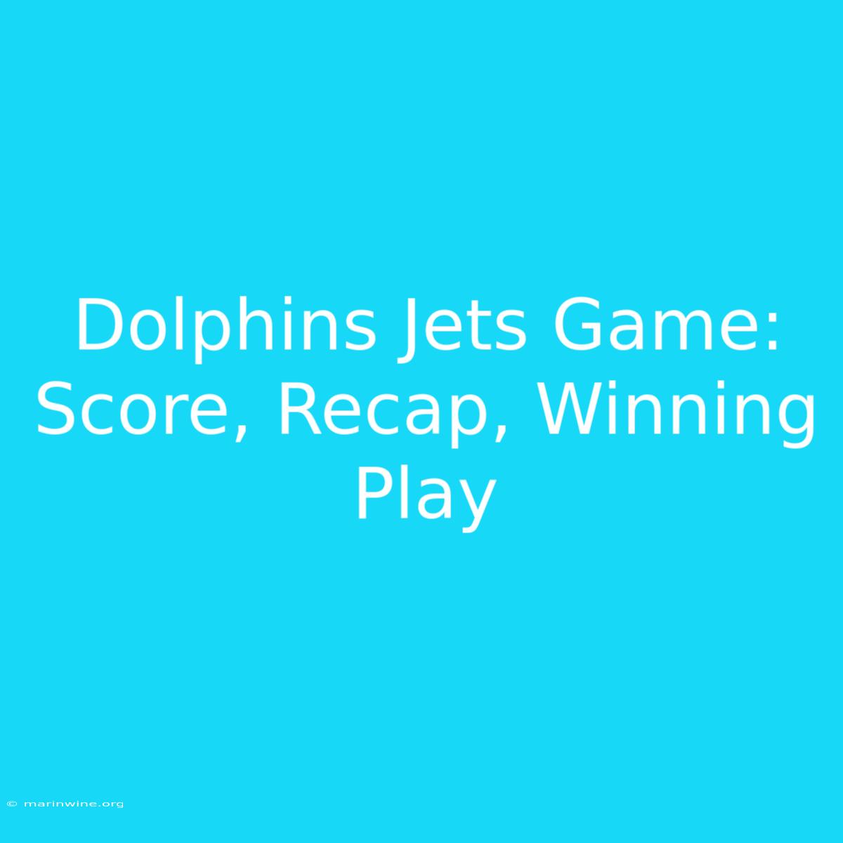 Dolphins Jets Game: Score, Recap, Winning Play