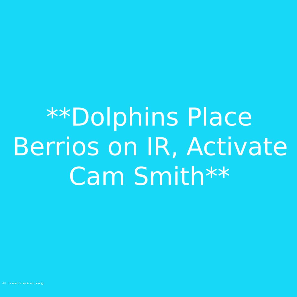 **Dolphins Place Berrios On IR, Activate Cam Smith**