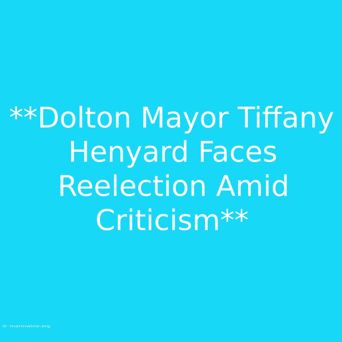 **Dolton Mayor Tiffany Henyard Faces Reelection Amid Criticism**