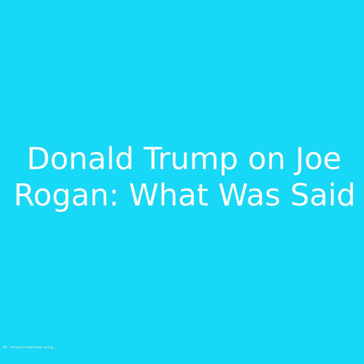 Donald Trump On Joe Rogan: What Was Said 