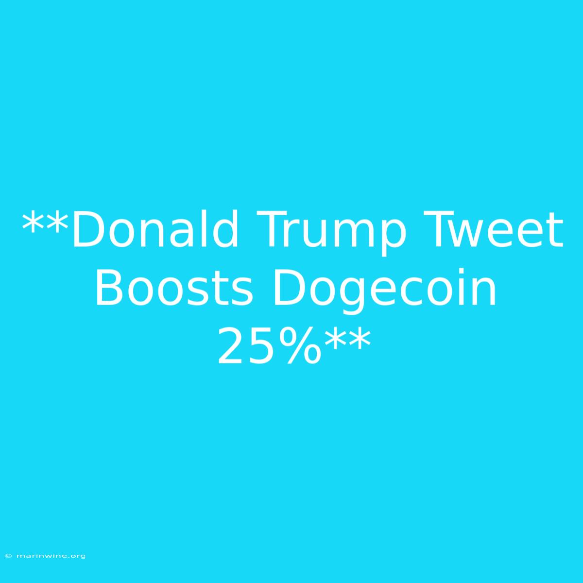 **Donald Trump Tweet Boosts Dogecoin 25%** 