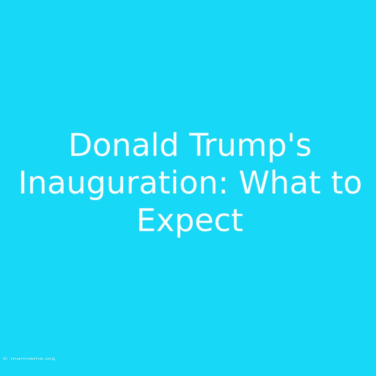 Donald Trump's Inauguration: What To Expect 