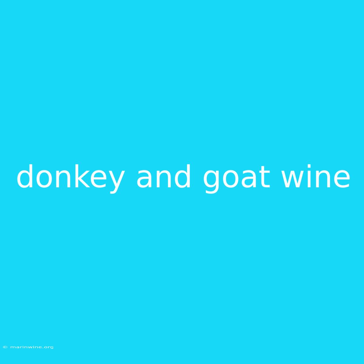 Donkey And Goat Wine