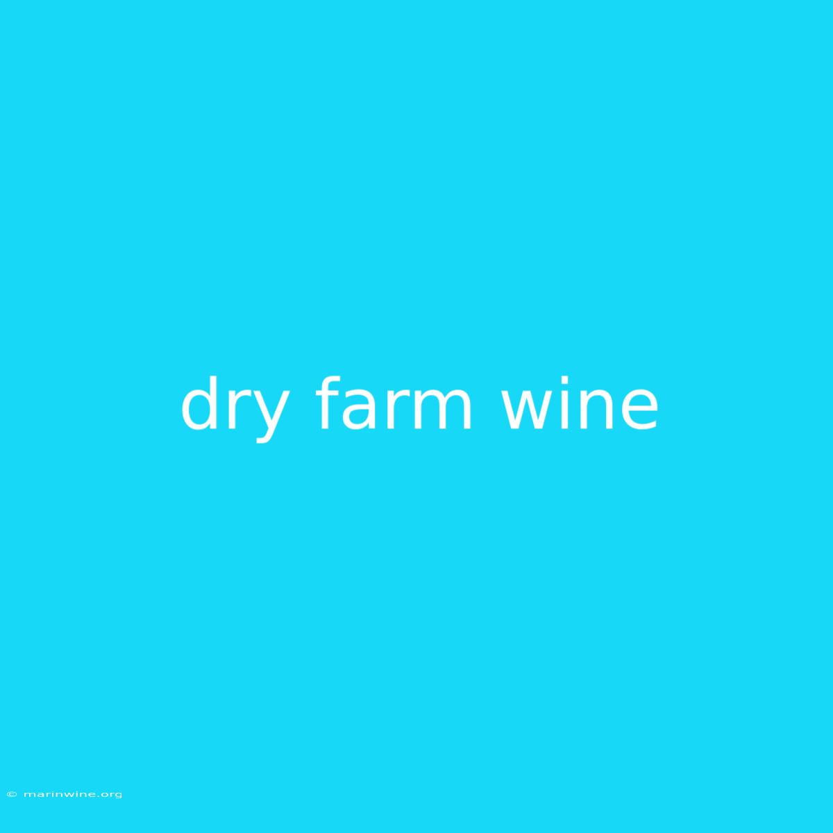 Dry Farm Wine