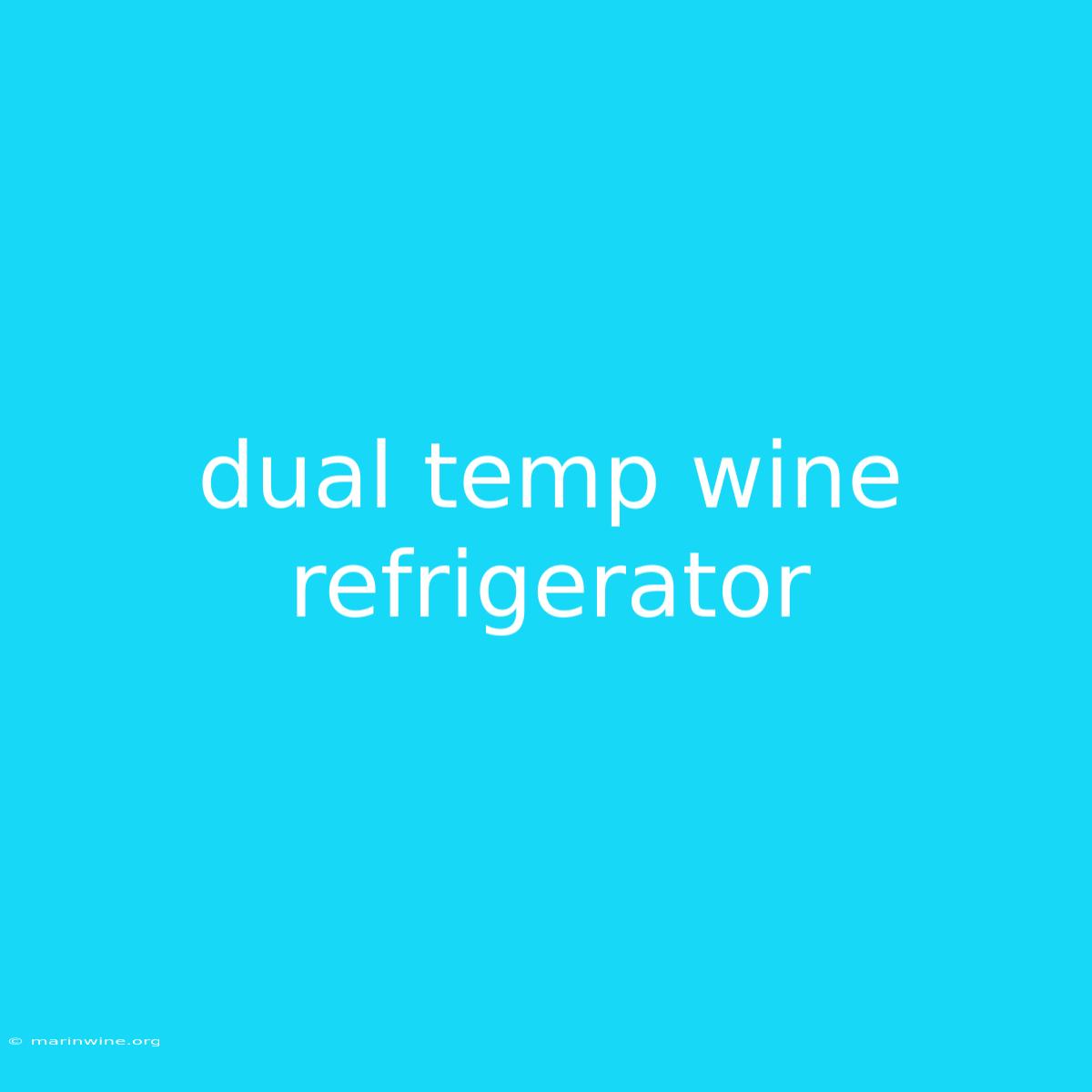 Dual Temp Wine Refrigerator