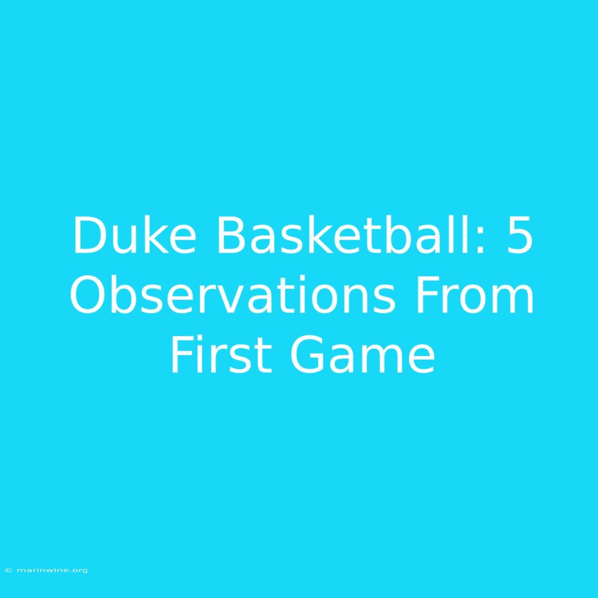 Duke Basketball: 5 Observations From First Game