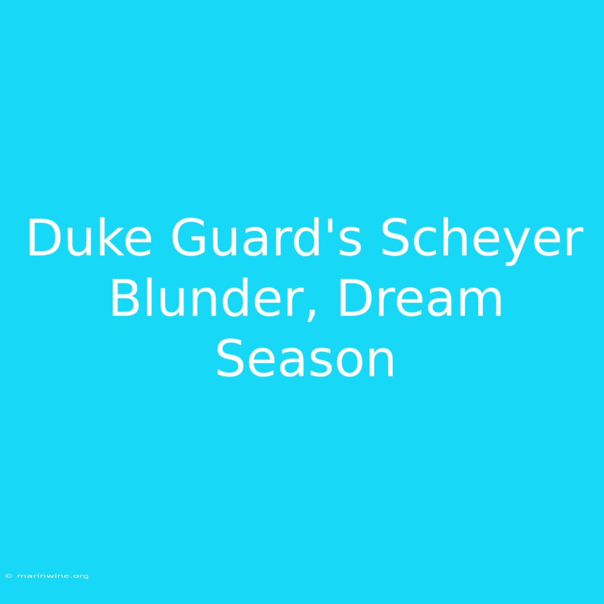 Duke Guard's Scheyer Blunder, Dream Season