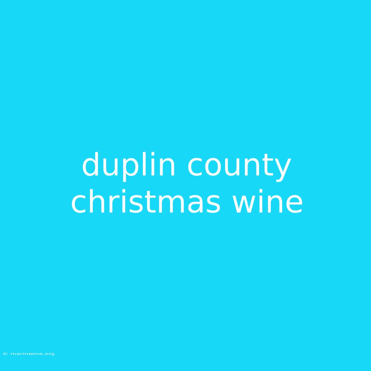 Duplin County Christmas Wine