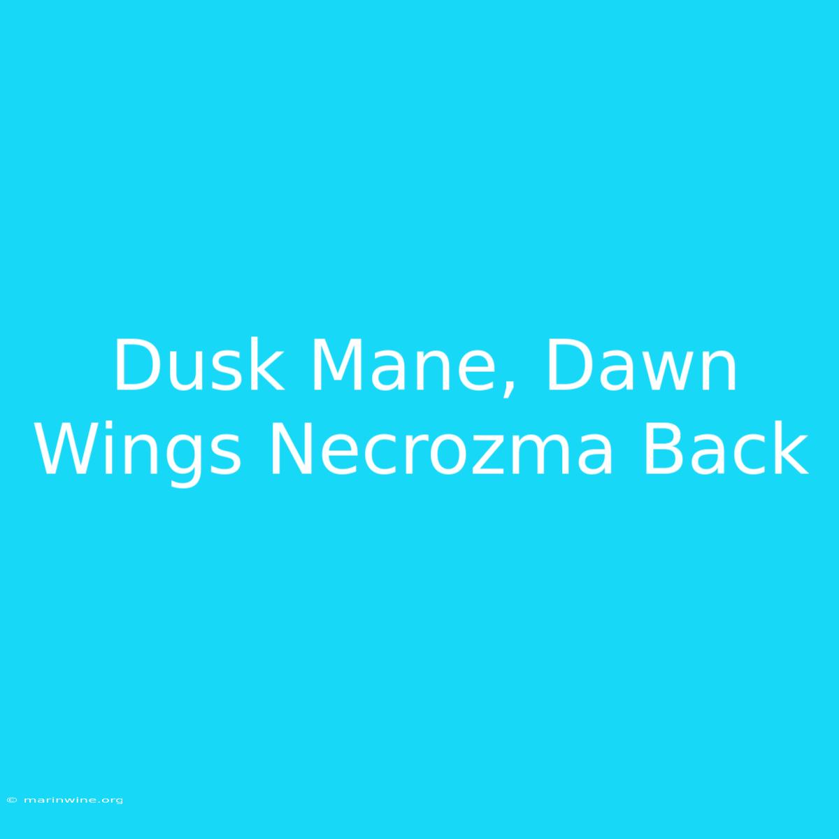 Dusk Mane, Dawn Wings Necrozma Back