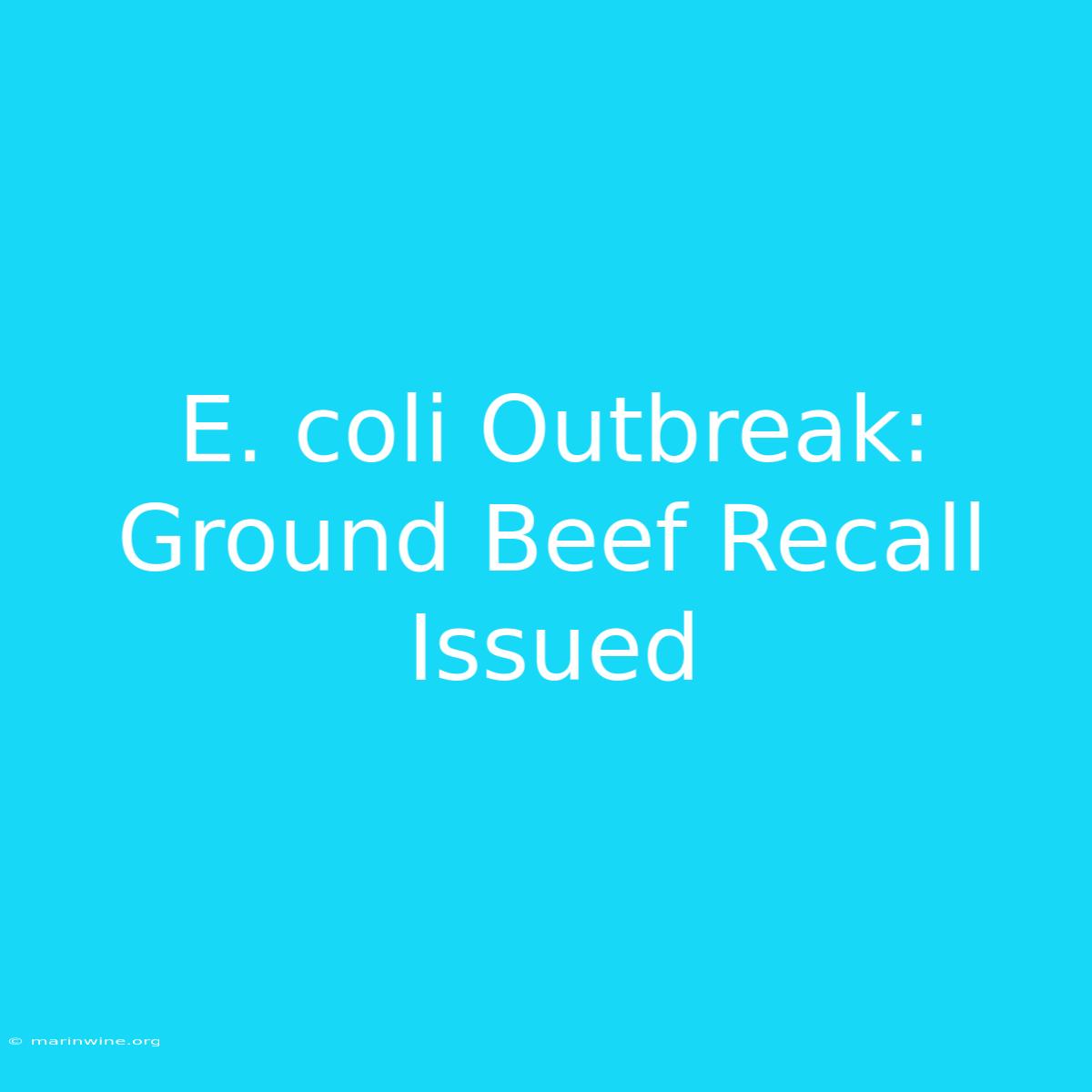 E. Coli Outbreak: Ground Beef Recall Issued