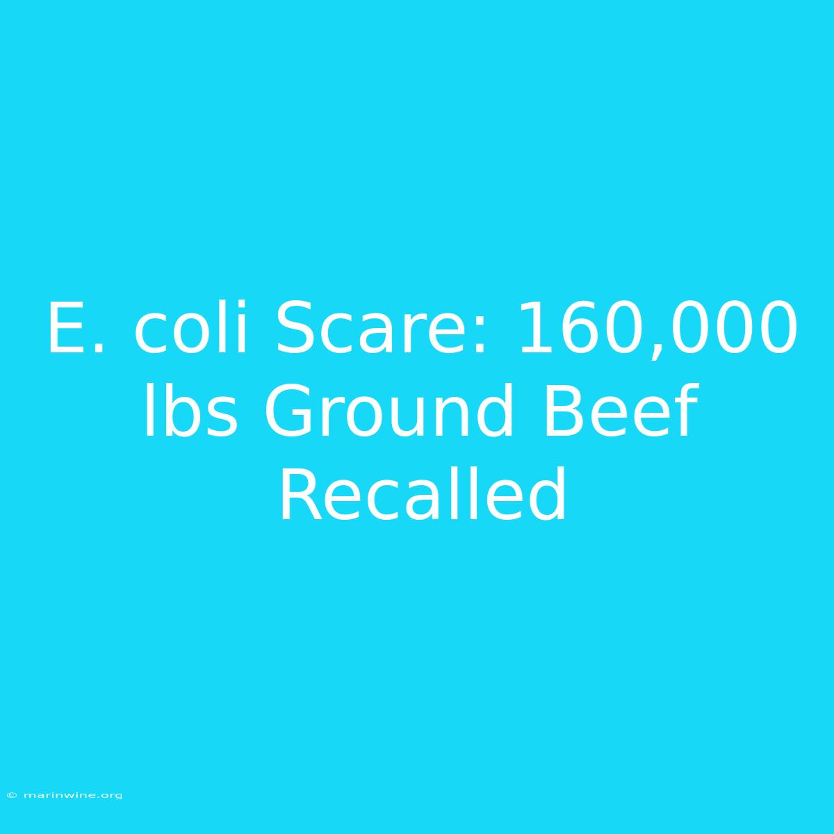 E. Coli Scare: 160,000 Lbs Ground Beef Recalled