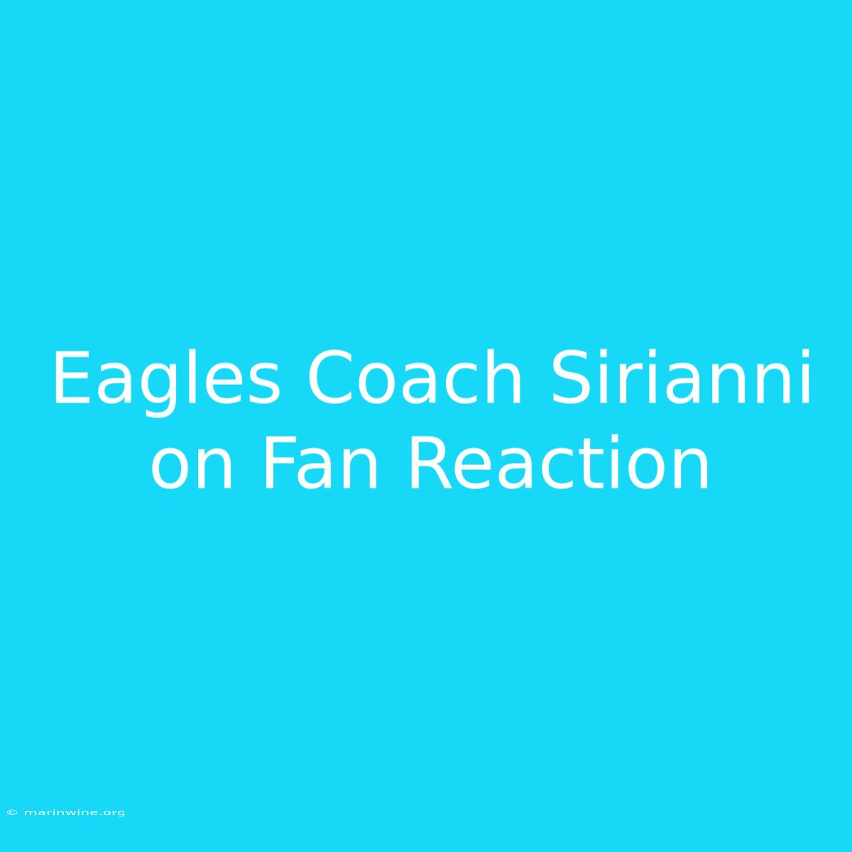 Eagles Coach Sirianni On Fan Reaction 