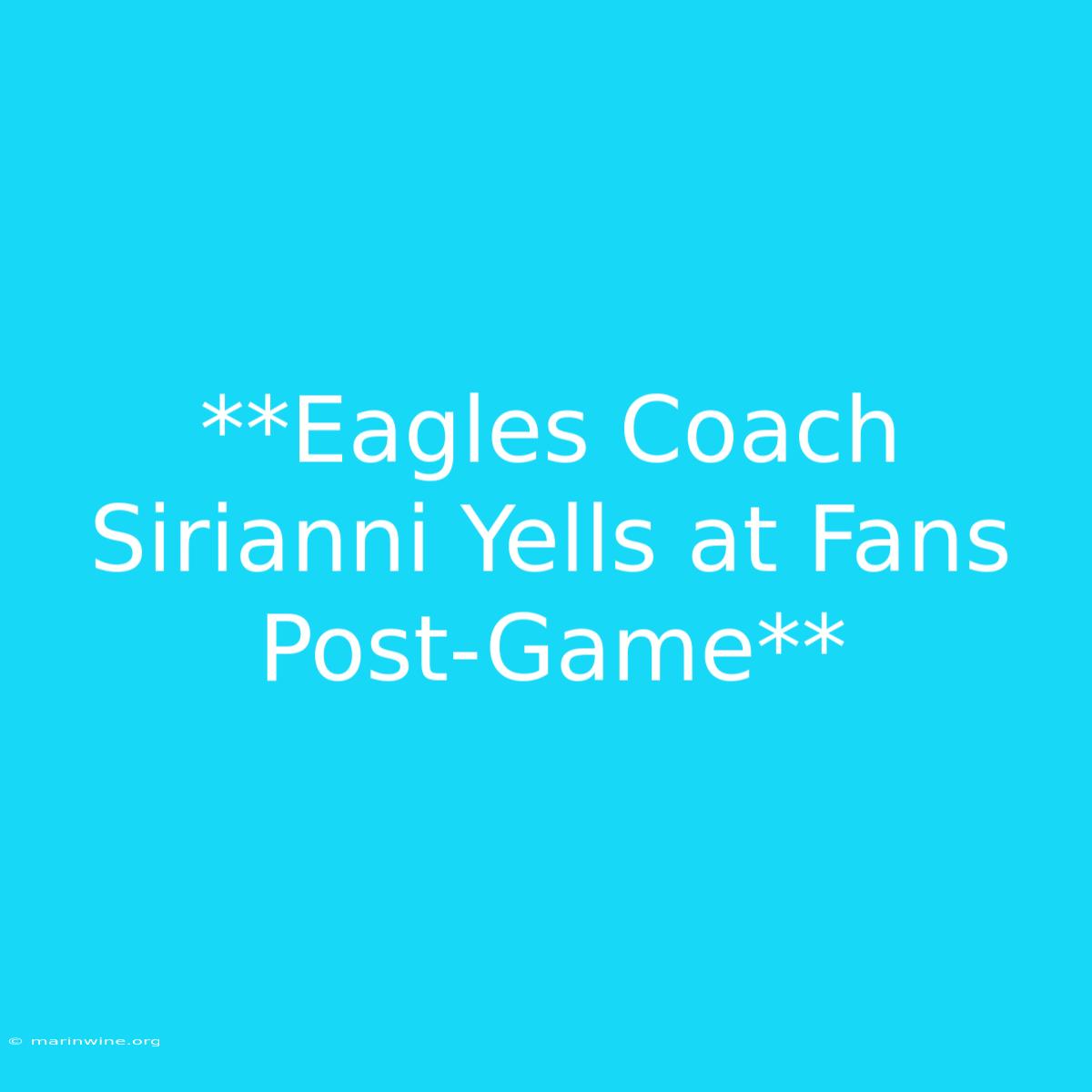 **Eagles Coach Sirianni Yells At Fans Post-Game** 