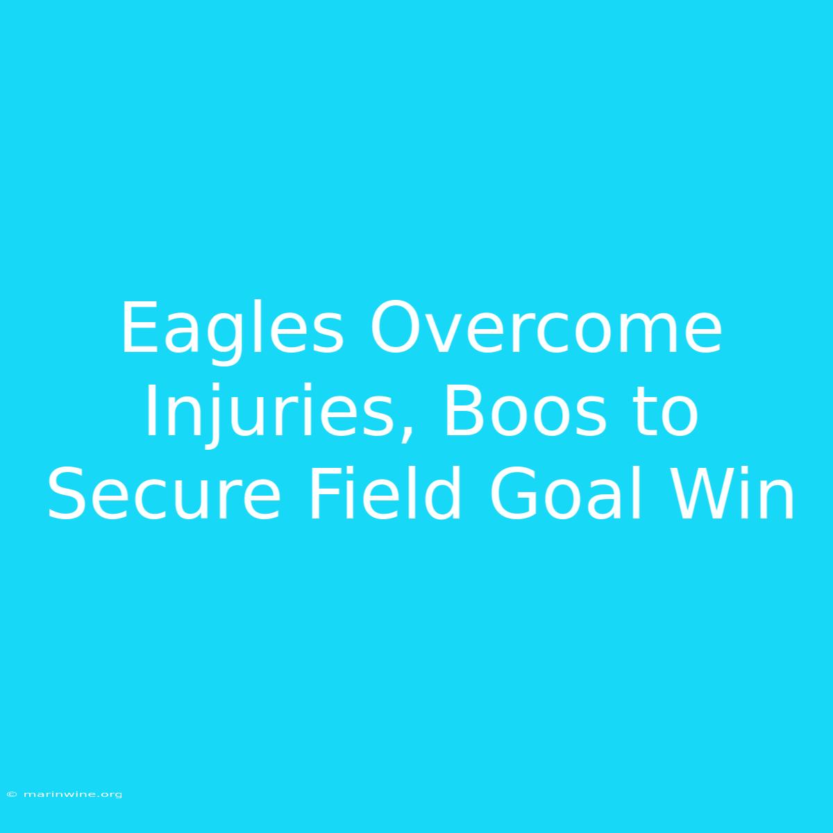 Eagles Overcome Injuries, Boos To Secure Field Goal Win 