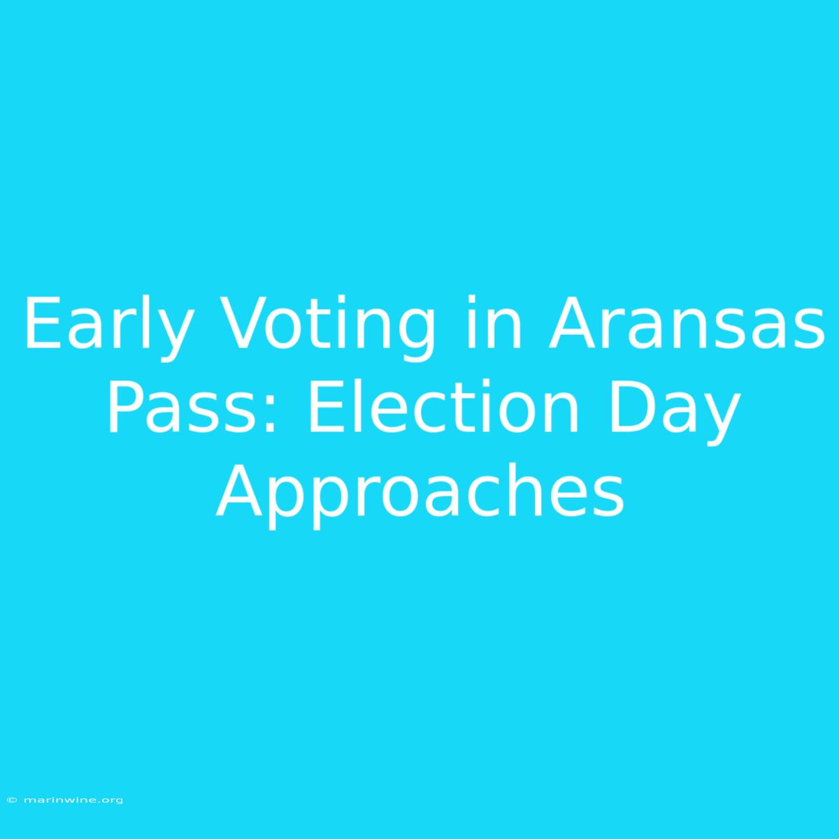 Early Voting In Aransas Pass: Election Day Approaches