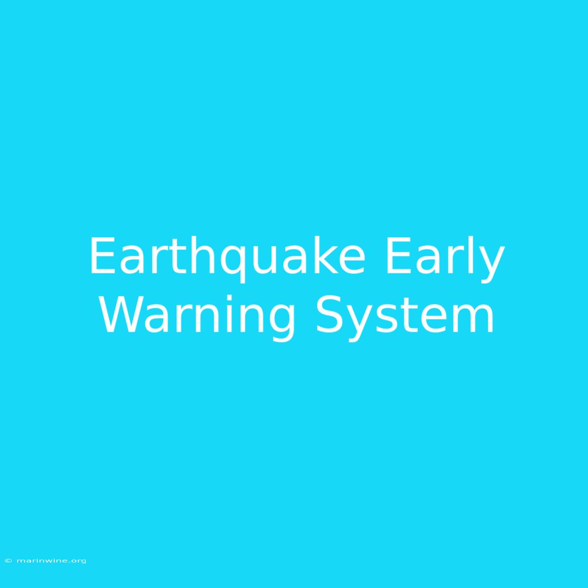 Earthquake Early Warning System