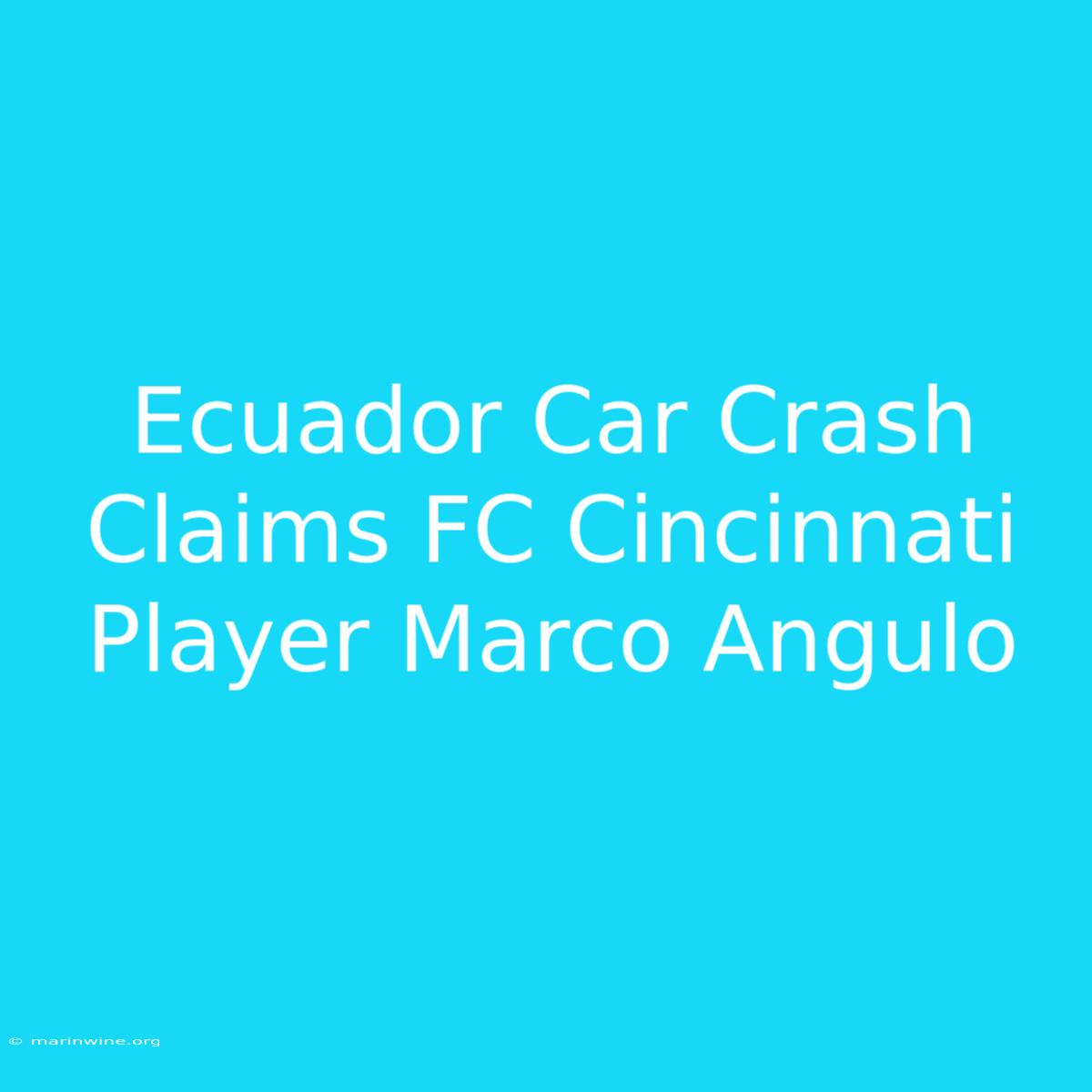 Ecuador Car Crash Claims FC Cincinnati Player Marco Angulo