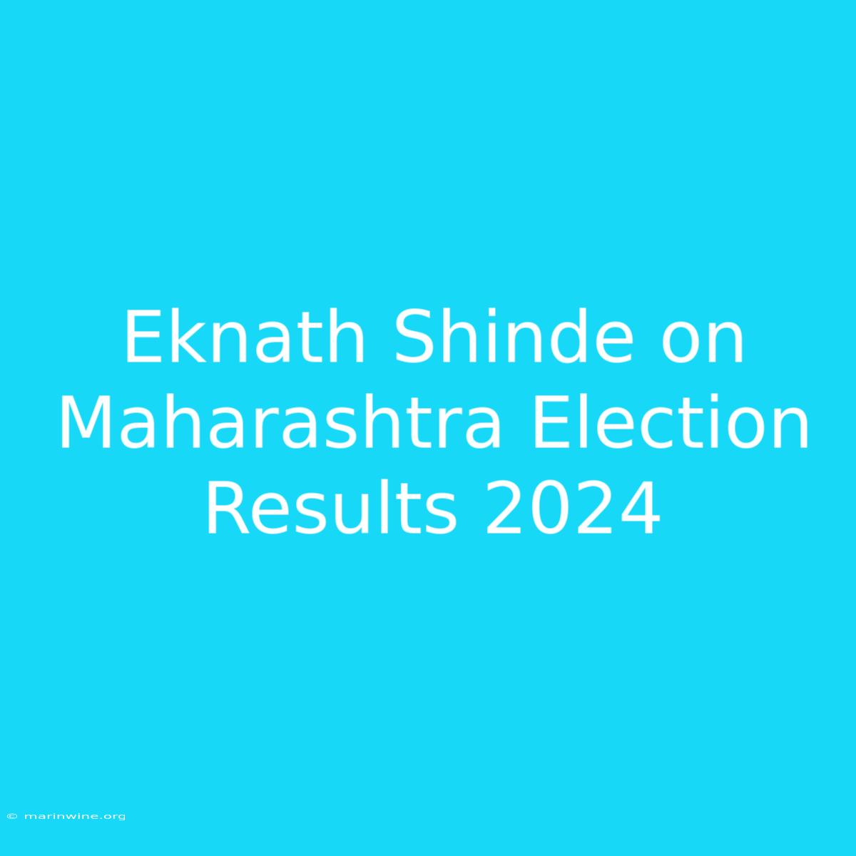 Eknath Shinde On Maharashtra Election Results 2024