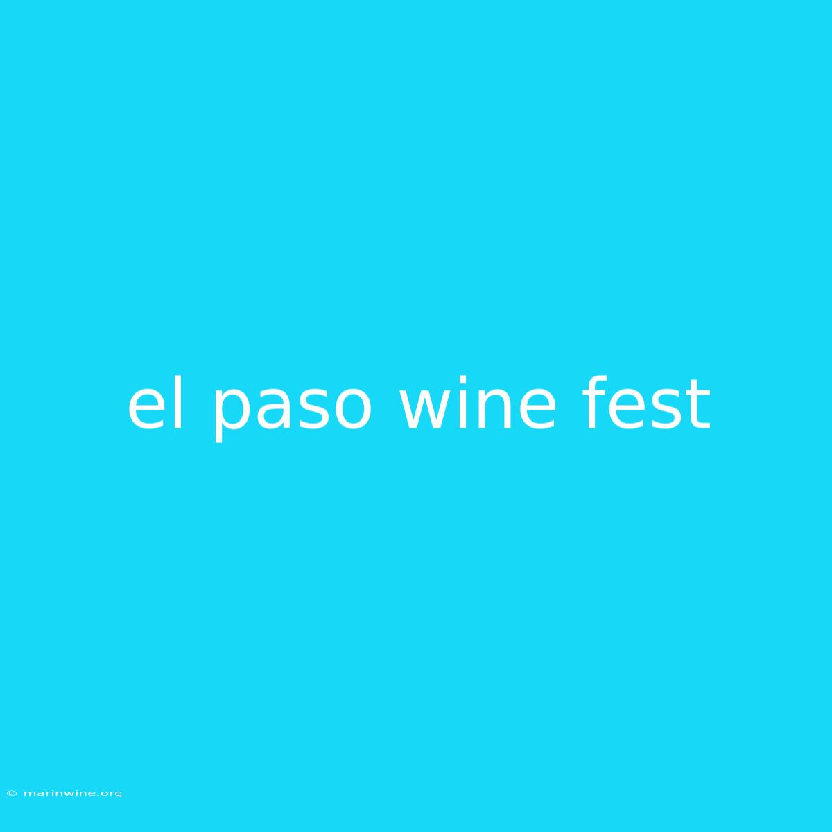 El Paso Wine Fest