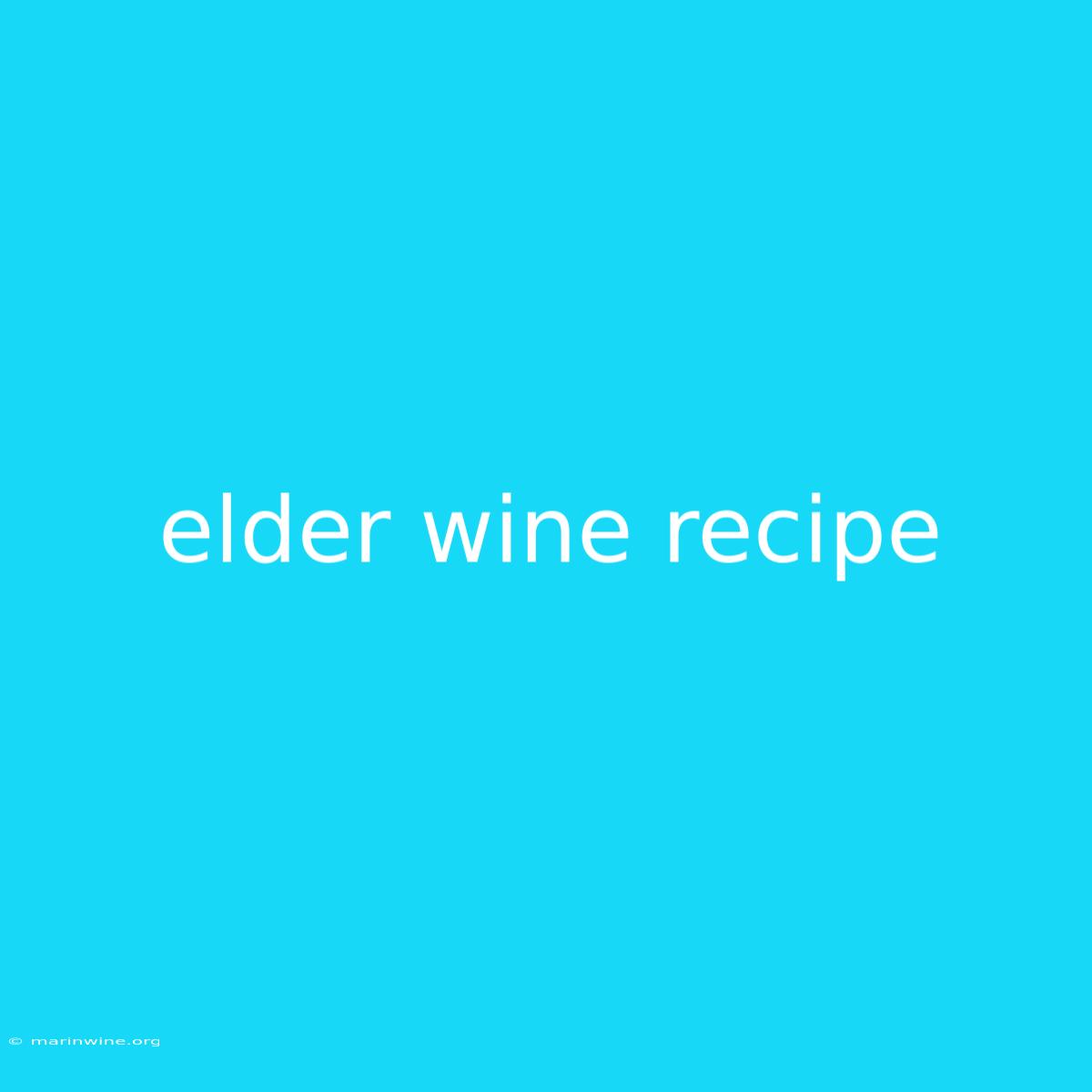 Elder Wine Recipe