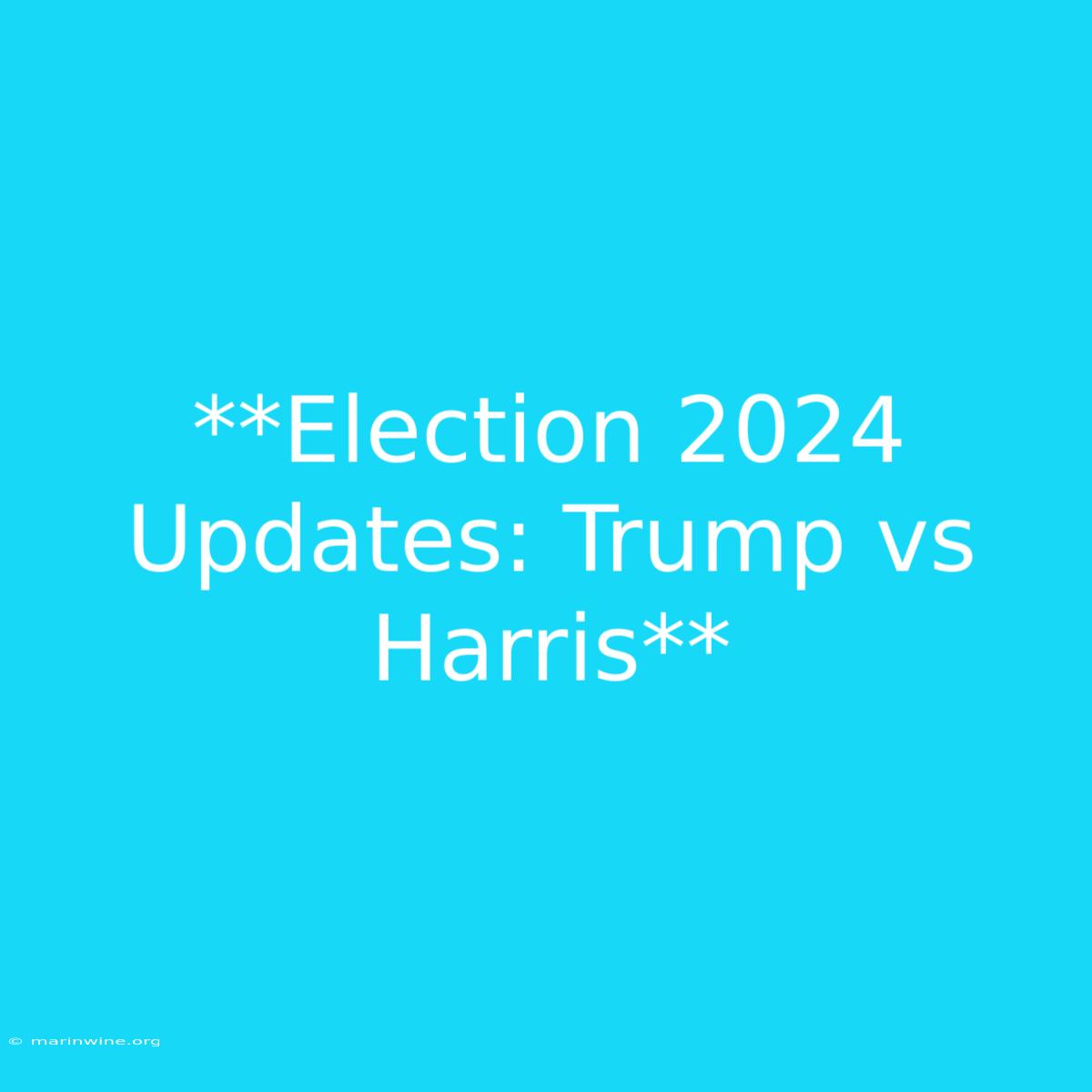 **Election 2024 Updates: Trump Vs Harris**